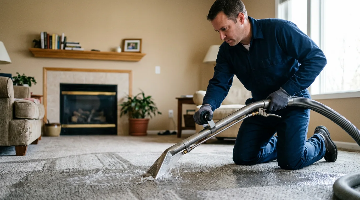 Water damage restoration technician working near Ronkonkoma, NY